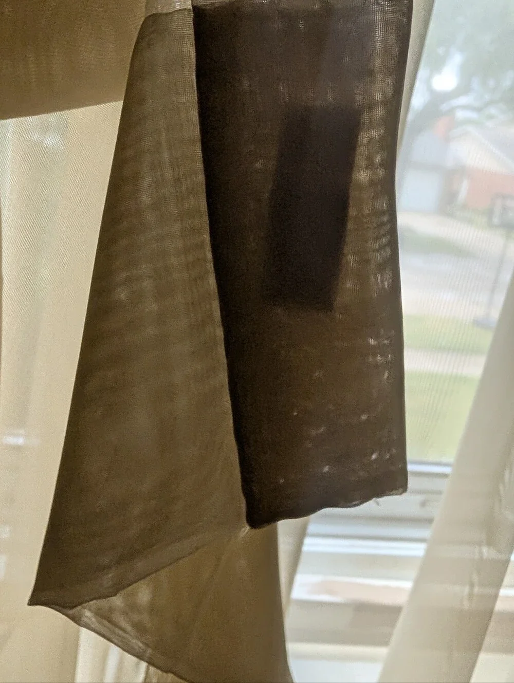 Custom Made Window Traversing Drapery Sheers Taupe 3 Finger Pinch Pleat 1 Panel